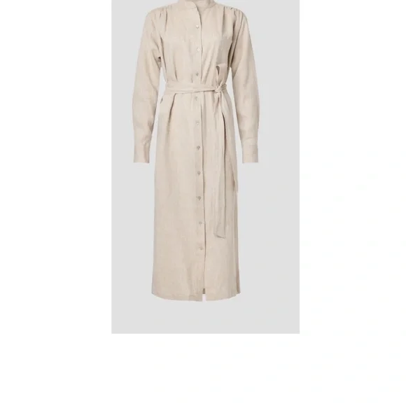 SIZE XL Fifteen Twenty Tan Cream Mandarin Collar Shirt Dress - Picture 3 of 10